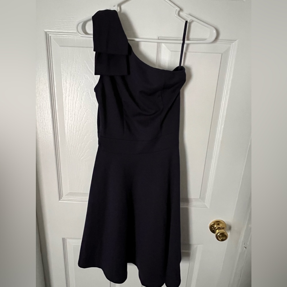 Navy Fancy One Shoulder Dress with Bow NWT